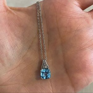 Blue Topaz necklace with diamonds
